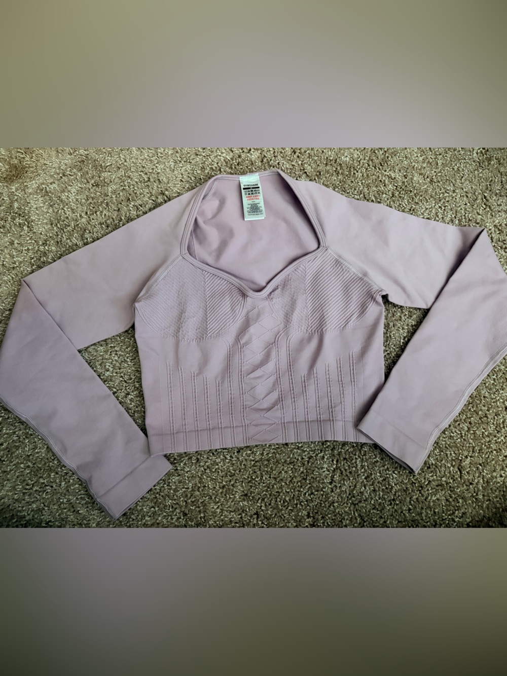 Gymshark Long-Sleeve Seamless Corset Crop Top in Light Lavender